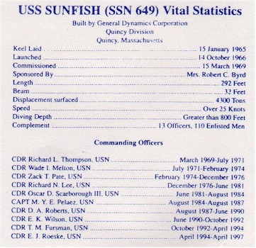 USS Sunfish statictics and Commanding Officers list - image